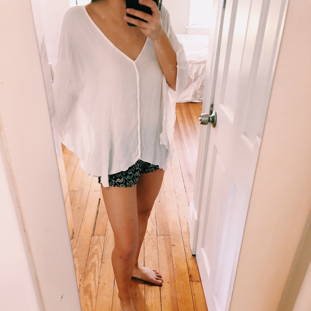 White Boho Oversized Coverup Blouse